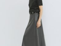 Юбка миди из искусственной кожи, Серый