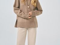 Прямые брюки из вельвета, Бежевый