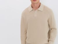 Поло с длинным рукавом, Бежевый