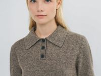 Джемпер поло из пряжи с шерстью, Коричневый