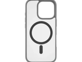 Чехол-накладка Knit Magsafe для Apple iPhone 15 пластиковый (матовый прозрачно-белый) (серая рамка)