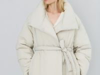 Утеплённая куртка с поясом, Бежевый