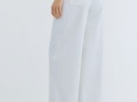 Широкие джинсы с асимметричной застёжкой, Белый