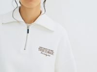 Толстовка с воротником-стойкой на молнии, Белый
