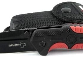 Складной нож Boker Plus Savior 1, сталь Sandvik 12С27, рукоять термопластик FRP, чёрно-красный