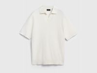 Поло из текстурной ткани, Белый
