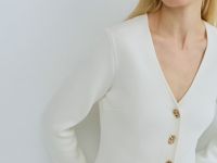 Кардиган на пуговицах с V-вырезом, Белый