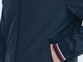 Бомбер с контрастными деталями, Синий