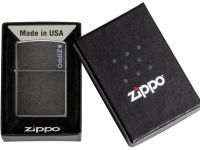 Зажигалка ZIPPO Logo с покрытием Gray Dusk, латунь/сталь, серая, матовая, 38x13x57 мм