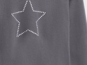 Лонгслив со стразами для девочек, Серый