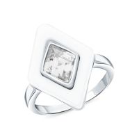 Серебряное кольцо с фианитами и керамикой