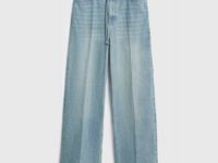 Широкие джинсы с поясом, Голубой