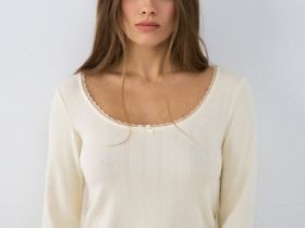 Лонгслив пижамный из трикотажа пуантель, Желтый