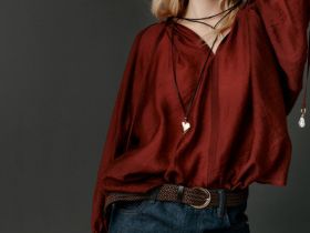 Блузка из тенселя с завязками, Оранжевый