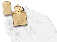 Зажигалка ZIPPO Tiger and Dragon с покрытием High Polish Brass, латунь/сталь, золотистая,  36x12x56 мм