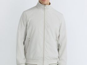 Бомбер с контрастными деталями, Бежевый