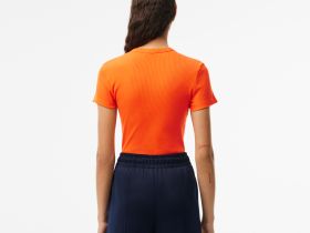 Женская футболка Lacoste приталенного кроя из хлопка в рубчик