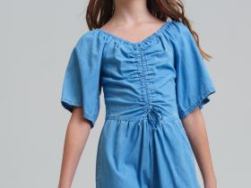 Комбинезон текстильный джинсовый для девочек