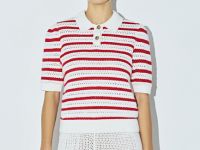 Поло из структурной ткани в полоску, Красный