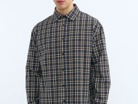 Рубашка из хлопка в клетку, Серый