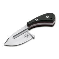 Шейный нож с фиксированным клинком Boker Sigyn, сталь D2, рукоять G10, черный