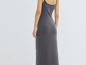 Приталенное трикотажное платье, Серый