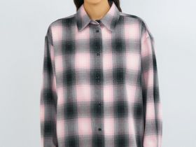 Рубашка в клетку со стразами, Розовый