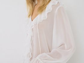 Блузка с рюшами, Белый