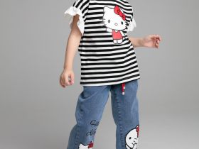 Брюки текстильные джинсовые для девочек