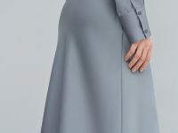 Атласная юбка миди А-силуэта, Серый