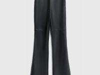 Расклёшенные брюки из искусственной кожи, Черный