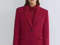 Однобортный приталенный жакет, Красный