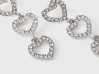 Серебристые серьги с сердечками Глория Джинс