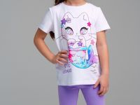 Комплект трикотажный для девочек: брюки (легинсы укороченные), фуфайка (футболка)