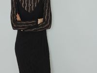 Ажурное платье миди, Черный