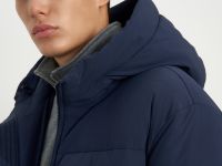 Утепленное стеганое полупальто с капюшоном