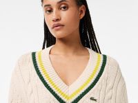 Женский вязаный свитер Lacoste c V-образным вырезом