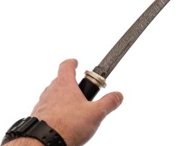 Нож Танто, сталь дамаск, рукоять граб, с деревянными ножнами