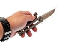 Фронтальный складной нож Reate EXO-M, сталь Elmax, рукоять чёрно-красный G10