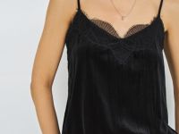 Бархатный топ с кружевом, Черный