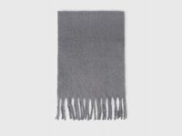 Однотонный шарф с бахромой, Серый