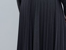 Плиссированная юбка миди A-силуэта, Серый