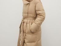 Стеганое утепленное пальто с поясом