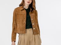 Женская куртка Lacoste из кожи на пуговицах