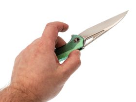 Складной нож TUOTOWN Magpie, сталь M390, рукоять Crystal Titanium Green