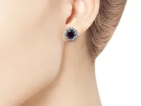 Пусеты из белого золота с гранатами э4766пс03210411