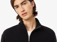 Мужской шерстяной свитер Lacoste на молнии с высоким воротом