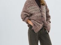 Кардиган из пряжи с шерстью альпака, Коричневый
