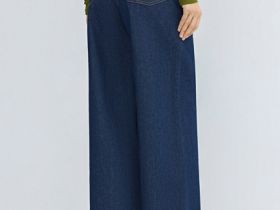 Ультраширокие джинсы Wide leg с высокой посадкой, Синий