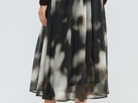 Юбка миди с принтом, Бежевый